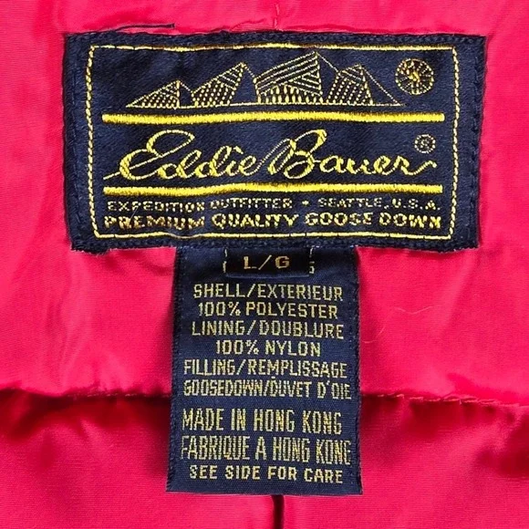 Vtg Eddie Bauer Mens Blue Ski Puffer Jacket Premium Goose Down Gore-Tex Size L